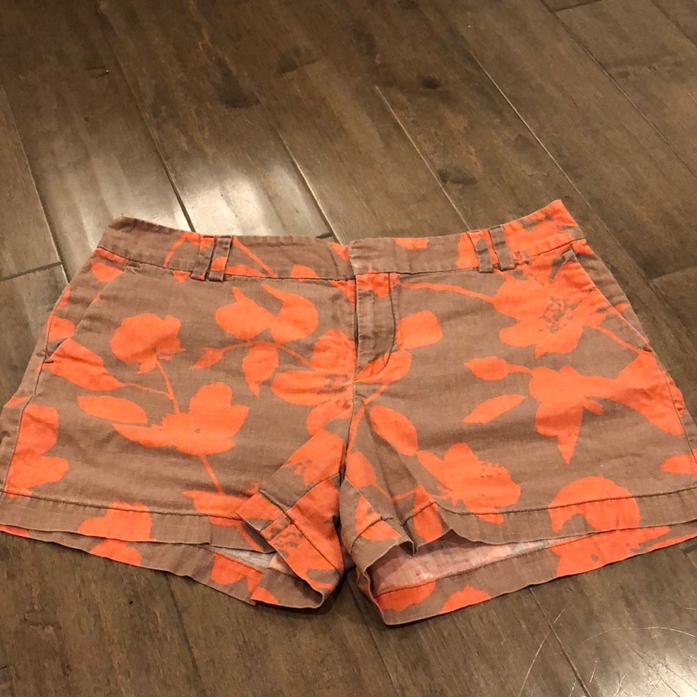 LOFT brown and pink floral shorts